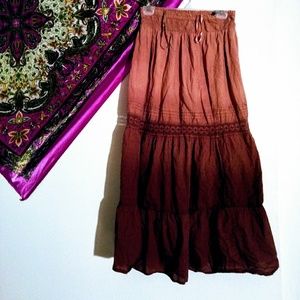 Brown Bohemian Maxi Cotton Skirt 💋